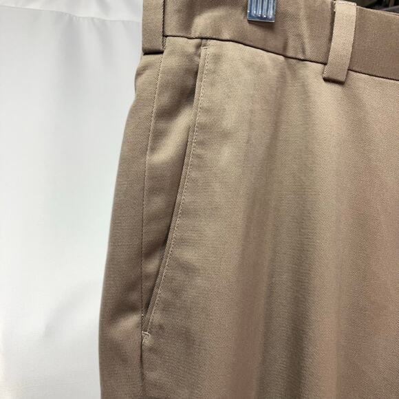 Axist Mens 33x30 Khaki No-Iron Premium Cotton Dress Pants Flat Front Pockets New - Picture 4 of 14
